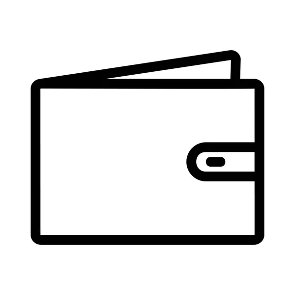 白い背景の分離された黒いアウトライン財布 — ストックベクタ