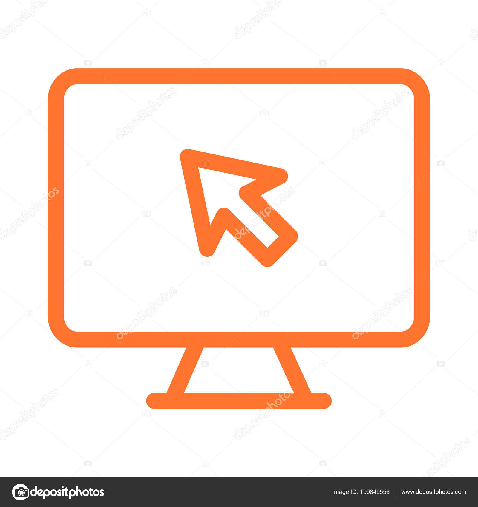 Orange Outline Computer Monitor Cursor Isolated White Background Stock ...