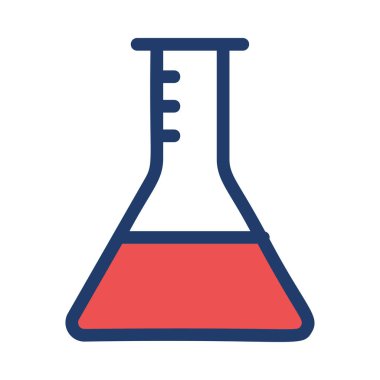 Beyaz arka plan üzerinde izole kırmızı sıvı ile üçgen şişesi