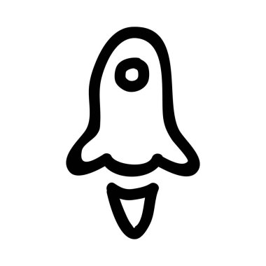 Siyah anahat el çekilmiş roket beyaz arka plan üzerinde izole