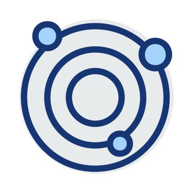 Beyaz arka plan üzerinde izole mavi ve gri renklerde gezegenler