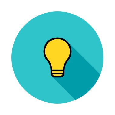 Büyük sarı lamba ampul beyaz arka plan üzerinde izole mavi daire