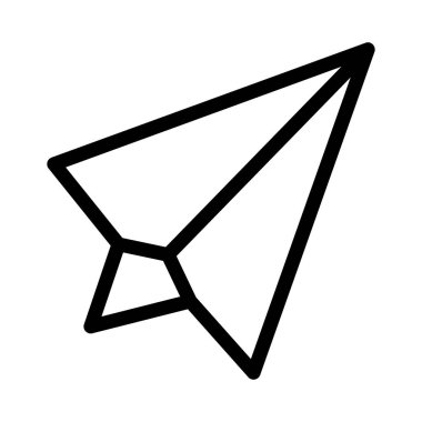 Beyaz arka plan üzerinde izole siyah Anahat Kağıt Uçak