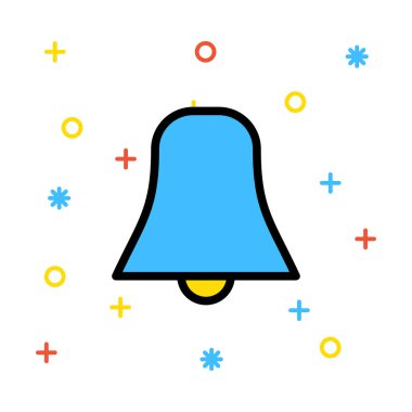 Renkli işaretleri beyaz zemin üzerine mavi çan