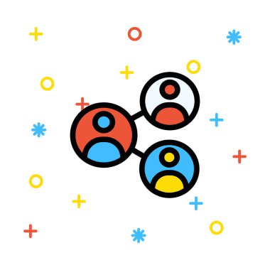 İnsanlar simgeler renkli işaretleri ile beyaz arka plan üzerinde