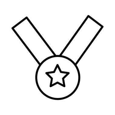 Beyaz arka plan üzerinde izole yıldız ile ince çizgi madalya