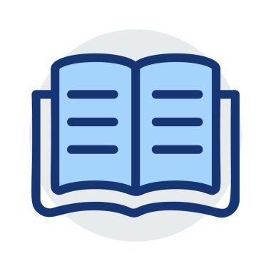 Beyaz arka plan üzerinde izole mavi ve gri renklerde açık kitap
