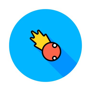 Beyaz arka plan üzerinde izole mavi daire sarı ve kırmızı kuyruklu yıldız