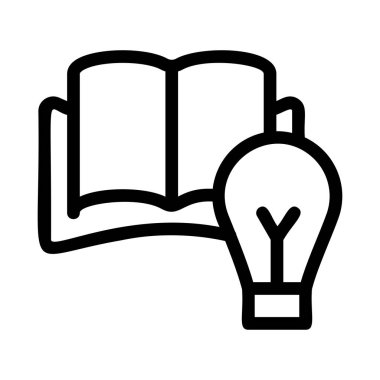 Beyaz arka plan üzerinde izole lamba ampul ile siyah anahat açılan kitap