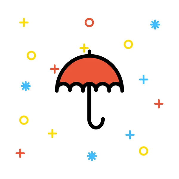 Красный Зонтик Белом Фоне Красочными Знаками — стоковый вектор