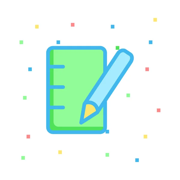Règle Verte Avec Crayon Bleu Sur Fond Blanc Pois Colorés — Image vectorielle