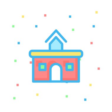 Pembe, sarı ve mavi renkli noktalar beyaz zemin üzerine inşa