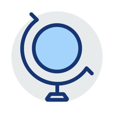 Beyaz arka plan üzerinde izole mavi ve gri renklerde dünya küre