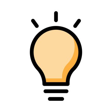 Beyaz arka plan üzerinde izole parlayan turuncu lamba ampul