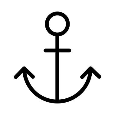 Beyaz arka plan üzerinde izole siyah anahat çapa