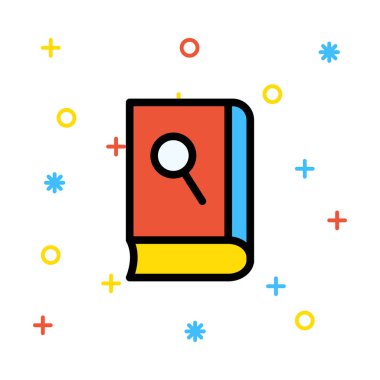 Rengarenk işaretiyle beyaz arka plan üzerinde büyüteç ile yaptırın