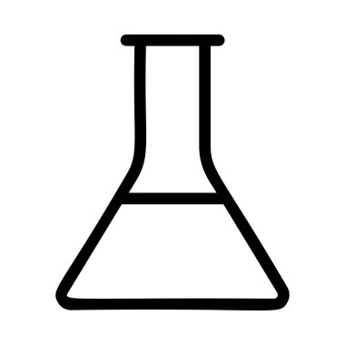 Beyaz arka plan üzerinde izole sıvı ile siyah anahat üçgen şişesi