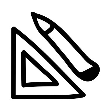 Beyaz arka plan üzerinde izole kalem ile siyah anahat el çekilmiş cetvel