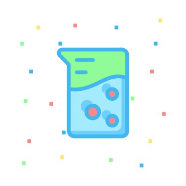 Renkli noktalar beyaz zemin üzerine sıvı ile büyük şişesi