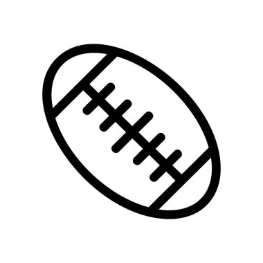 Beyaz arka plan üzerinde izole siyah anahat ragbi topu