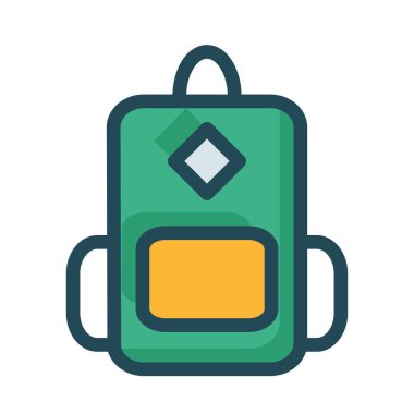 Beyaz arka plan üzerinde izole sarı ve yeşil sırt çantası