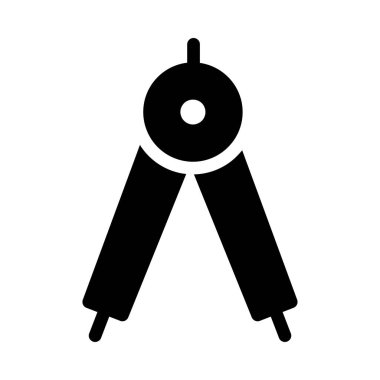 Beyaz arka plan üzerinde izole siyah glif pusula