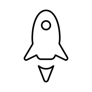 Beyaz arka plan üzerinde izole ince çizgi roket