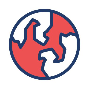 Kırmızı ve beyaz gezegen dünya beyaz arka plan üzerinde izole.