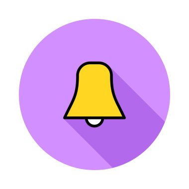 Menekşe daire beyaz arka plan üzerinde izole sarı çan