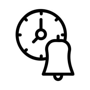 Beyaz arka plan üzerinde izole bell ile siyah anahat saat