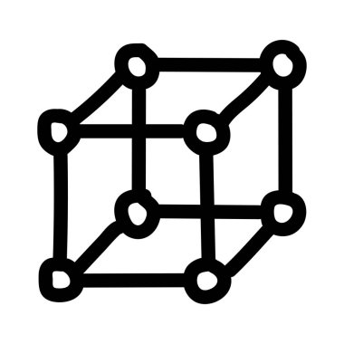 Siyah anahat el çizilmiş küp beyaz arka plan üzerinde izole