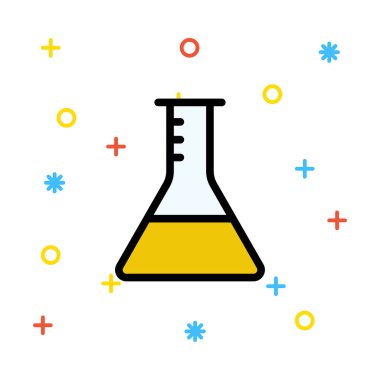Şişesi ile renkli işaretleri beyaz zemin üzerine sarı sıvı