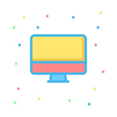 Renkli noktalar beyaz zemin üzerine sarı, pembe ve mavi bilgisayar monitörü