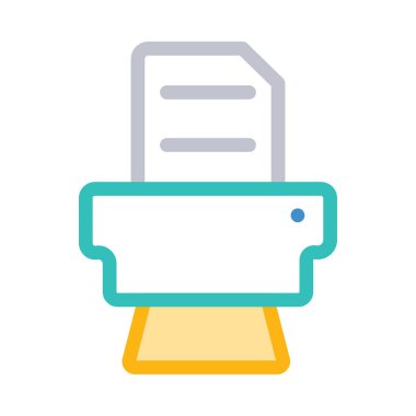 Satır yazıcı yeşil, gri ve sarı beyaz arka plan üzerinde izole