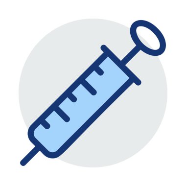 Beyaz arka plan üzerinde izole mavi ve gri renklerde şırınga