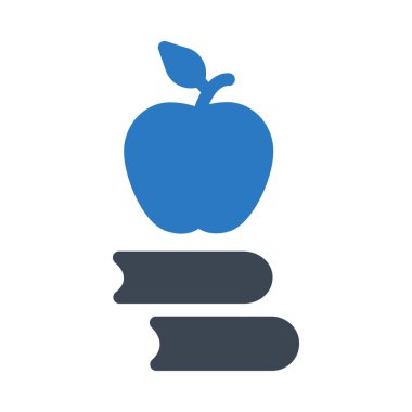 gri kitaplarla beyaz arka plan üzerinde izole mavi elma