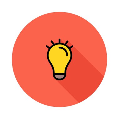 Sarı parlayan lamba ampul beyaz arka plan üzerinde izole kırmızı daire içinde