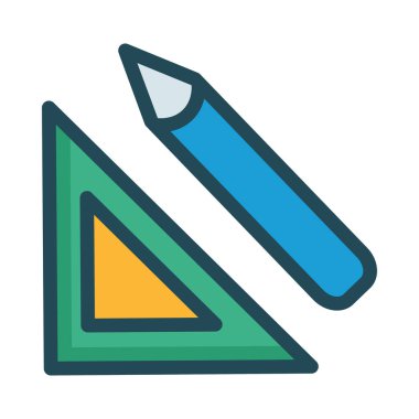 Beyaz arka plan üzerinde izole mavi kalem olan yeşil ve sarı cetvel