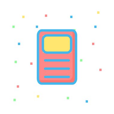 Renkli noktalar beyaz zemin üzerine kırmızı ve sarı hesap makinesi