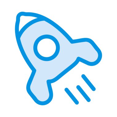 Beyaz arka plan üzerinde izole mavi uçan roket