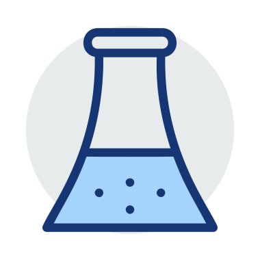 Beyaz arka plan üzerinde izole mavi ve gri renklerde sıvı ile büyük şişesi