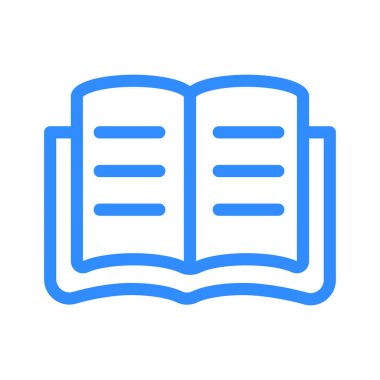 Beyaz arka plan üzerinde izole mavi çizgi açılan kitap