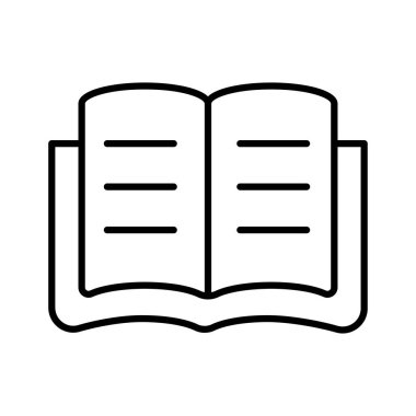 Beyaz arka plan üzerinde izole ince çizgi açılan kitap