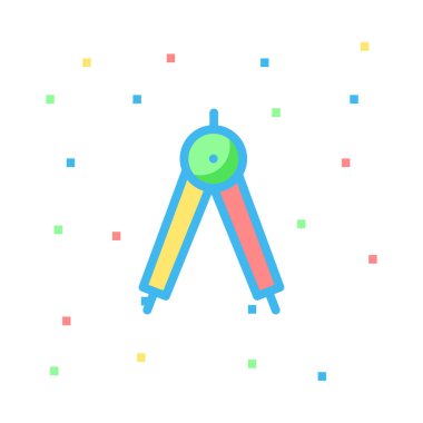 Renkli noktalar beyaz zemin üzerine sarı, pembe ve yeşil pusula