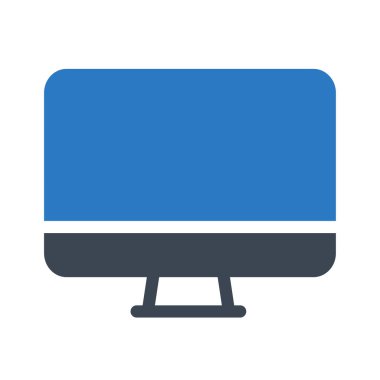 Beyaz arka plan üzerinde izole gri ve mavi bilgisayar monitörü