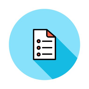 Kırmızı noktalar ve beyaz arka plan üzerinde izole mavi daire içinde siyah çizgili belge