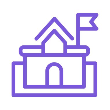 Anahat mor beyaz arka plan üzerinde izole flague bina