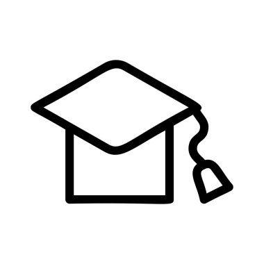 Siyah anahat mezuniyet kap beyaz arka plan üzerinde izole