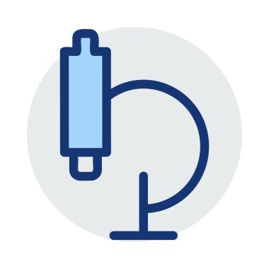 Beyaz arka plan üzerinde izole mavi ve gri renklerde mikroskop