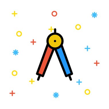 Rengarenk işaretiyle beyaz arka plan üzerinde pusula